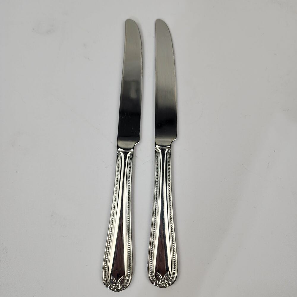 2 Temp-Tations 18/10 by Tara Old World Bead Stainless Butter Dinner Knives